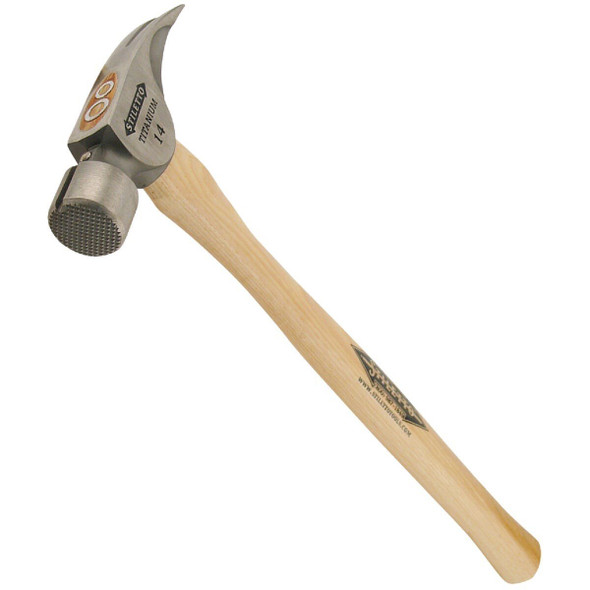 TI14MS Stiletto 14 Oz. Milled-Face Framing Hammer with Straight Hickory Handle