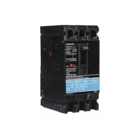 Molded Case Circuit Breaker, ED4 Series, 20A, 3 Pole, 480V AC, 18kA at 480V AC