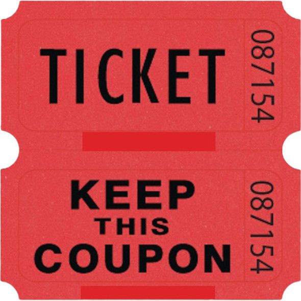 Centurion 2 In. x 2 In. Numbered Red Raffle Ticket, Double Roll 10505057R