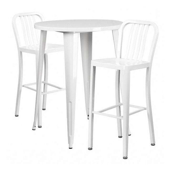 Flash Furniture Round 30" W, 30" L, 41" H, Metal, White CH-51090BH-2-30VRT-WH-GG