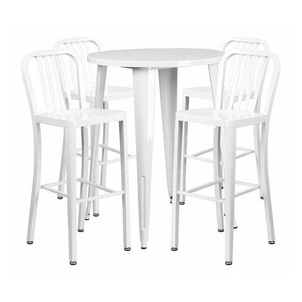 Flash Furniture Round 30" W, 30" L, 41" H, Metal, White CH-51090BH-4-30VRT-WH-GG