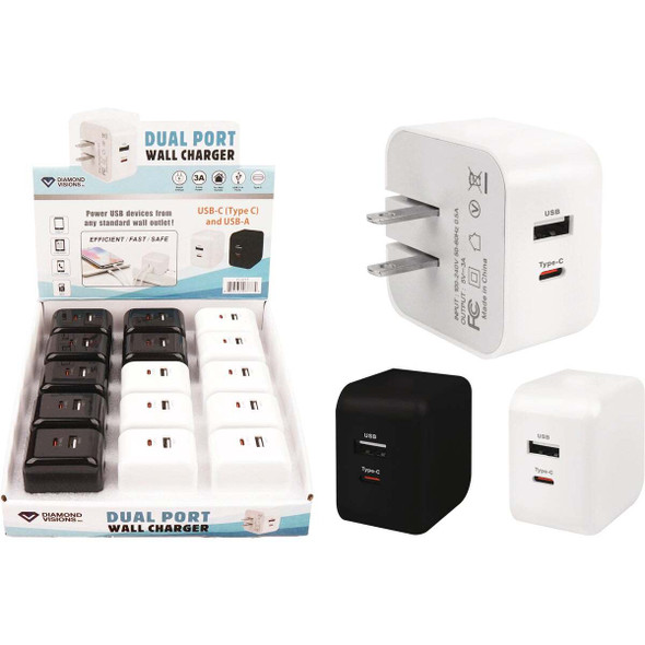 Diamond Visions 3a Dual Usb Charger 11-3777 Pack of 15