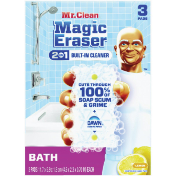 Mr. Clean Magic Eraser 2-in-1 Built-In-Cleaner Bath Sponge, Lemon 80797797