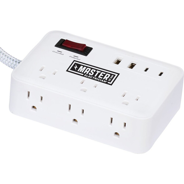 Master Electrician 6-Outlet-2 USB White Surge Strip with 3 Ft. Cord LTS-PO2 558384
