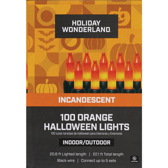 Holiday Wonderland Halloween Orange 100-Bulb Incandescent Light Set 808753 922966
