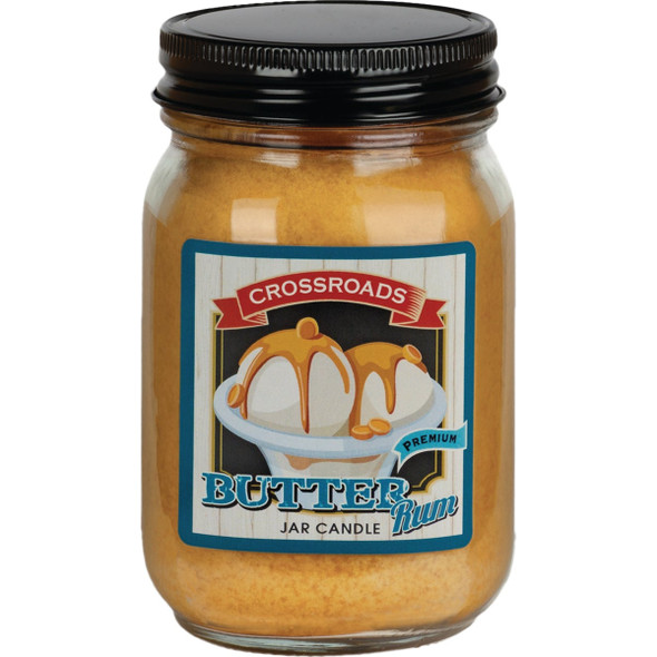 Crossroads Original Designs 12 Oz. Jar Candle,  Butter Rum BRP