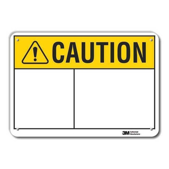 Caution Sign, 14" W, 10" H, English, Recycled Plastic, White