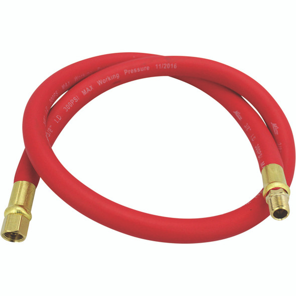 2760-3LH Air Leader Hose, 3/8" x 3 ft. Rubber Hose - 1/4" NPT Brass Ends - 300 Max PSI 2760-3LH