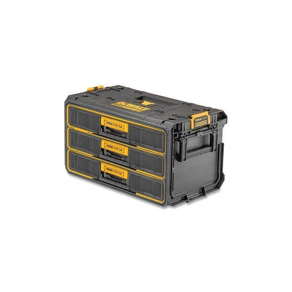 ToughSystem® 2.0 3-Drawer Toolbox, 130 lb, 12.4 in W x 21.3 in D x 12.7 in H x Plastic, Black/Yellow