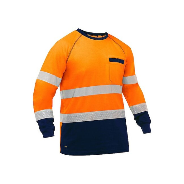 Hi-Vis Long Sleeve T-Shirt, 3, R, Cotton, Polyester, Orange/Black, L