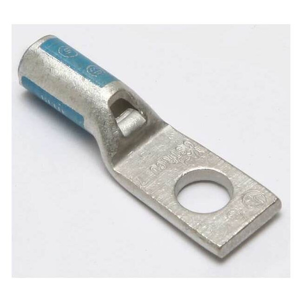 One-Hole Compression Lug, 6 AWG Max, 3/8 in Stud, Standard Barrel, Copper, Blue