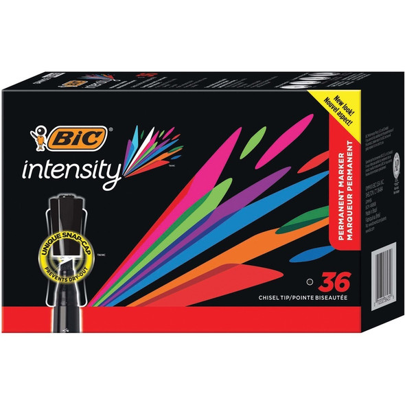 BIC Intensity Permanent Markers - Black Ink - 36 / Box