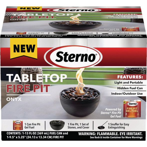 Sterno Medium Onyx with Black Lid Tabletop Fire Pit 73072
