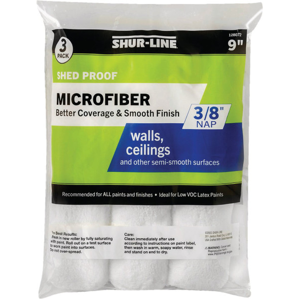 Shur-Line 9 In. x 3/8 In. Microfiber Roller Cover (3-Pack) 30011203