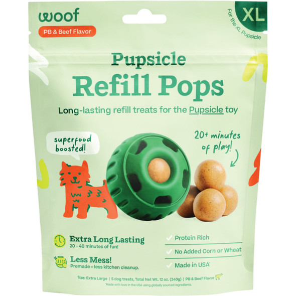Woof Pupsicle XL Peanut Butter & Beef Refill Pop Treat (5-Pack) BFPB-XL