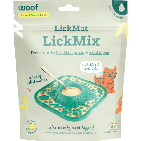 Woof LickMat LickMix 5.5 Oz. Bacon & Cheese Recipe Meal Topper LICK-BC