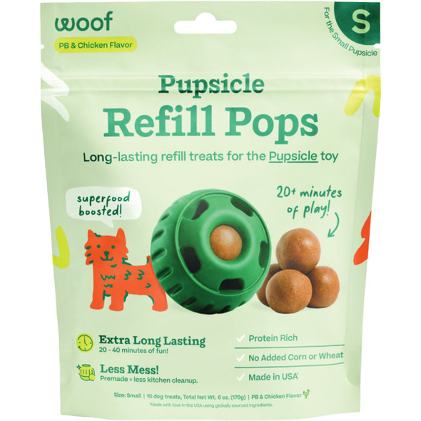 Woof Pupsicle Small Peanut Butter & Chicken Refill Pop Treat (10-Pack) CHPB-SM
