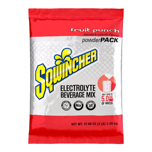 Sqwincher® Regular Powder Packs, 47.66 oz Packs, 5 gal Yield