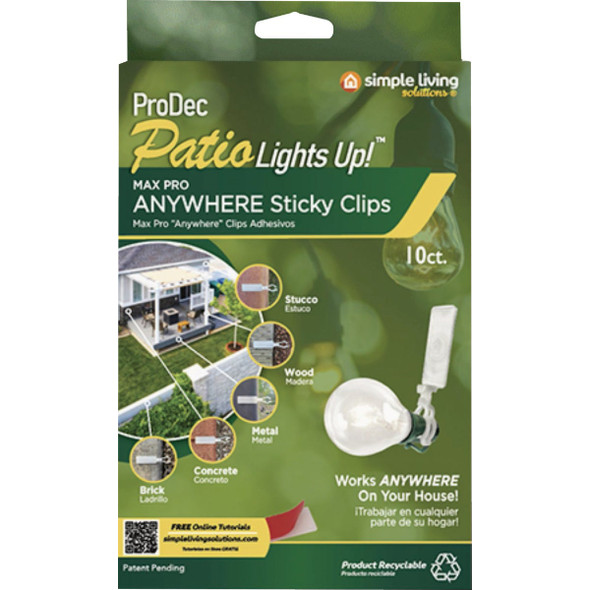 Simple Living Solutions ProDec Patio Lights Up Sticky Clips (10-Pack) 834010