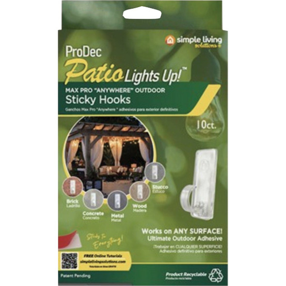 Simple Living Solutions ProDec Patio Lights Up Sticky Hooks (10-Pack) 835010