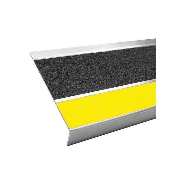Stair Tread Cover Aluminum Black/Yellow, 54 in W x 3/16 in Thick