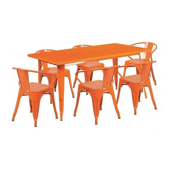 Rectangle 31.5" W, 63" L, 29.5" H, Metal, Orange