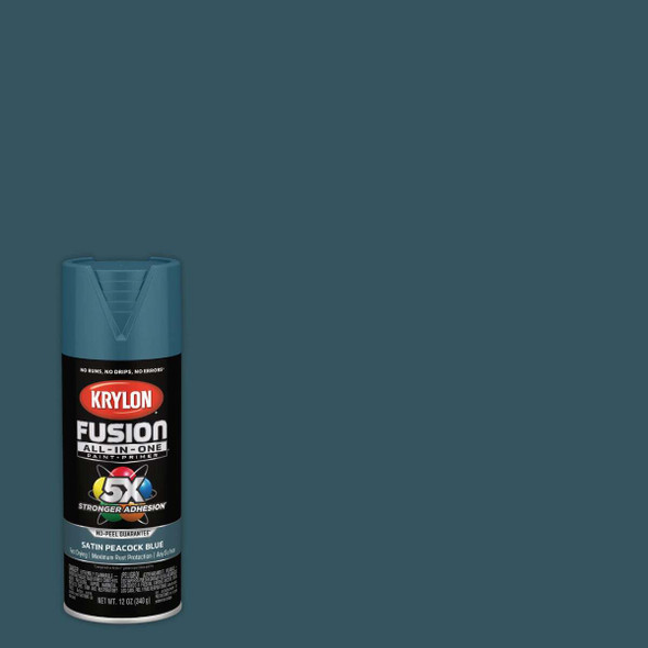 Krylon Fusion All-In-One 12 Oz. Satin Spray Paint, Peacock Blue K02792007