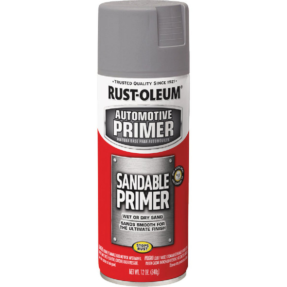 Rust-Oleum Automotive Sandable Primer Spray, 12 Oz., Gray 249415