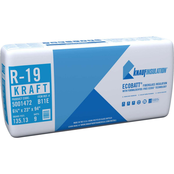 Knauf R-19 23 In. x 94 In. Kraft Faced Batt Fiberglass Insulation (9 Count) B11E