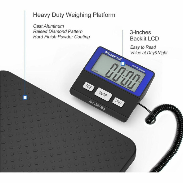 Brecknell PS Slimline Series - 150 lb - 70 kg Maximum Weight Capacity - Black PS400SL SPR-SBWPS400SL