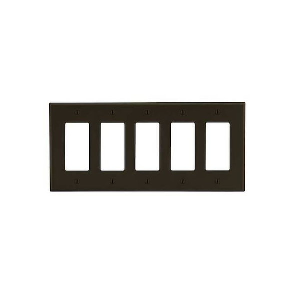 Rocker Wall Plate, Number of Gangs: 5 Plastic, Satin Finish, Brown