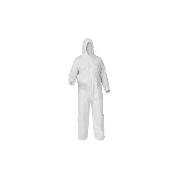 KleenGuard™ A35 Economy Liquid & Particle Protection Coveralls, Zipper Front/Elastic Wrists/Ankles/Hood, White, 4XL