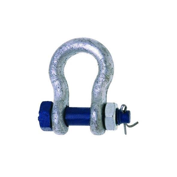 Anchor Shackle, C-999-G, Pin and Bolt, Galvanized, 13/16 in Opening, 1/2 in, 2 ton Working Load Limit