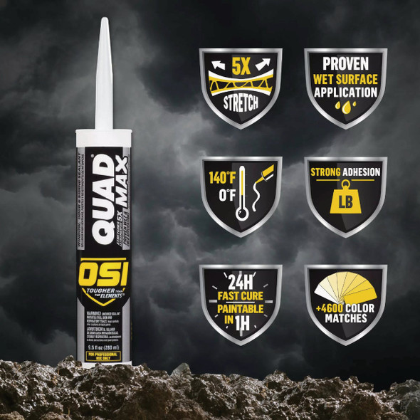 OSI Quad Max 9-1-2 Oz. Window, Door and Siding Polymer Sealant, Gray 827 1869745 798603