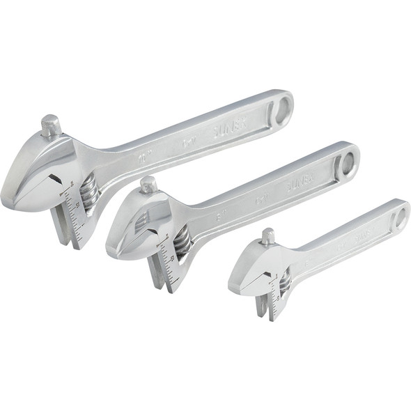 6", 8" & 10" 3 Piece Adjustable Wrench Set SXAWS3C
