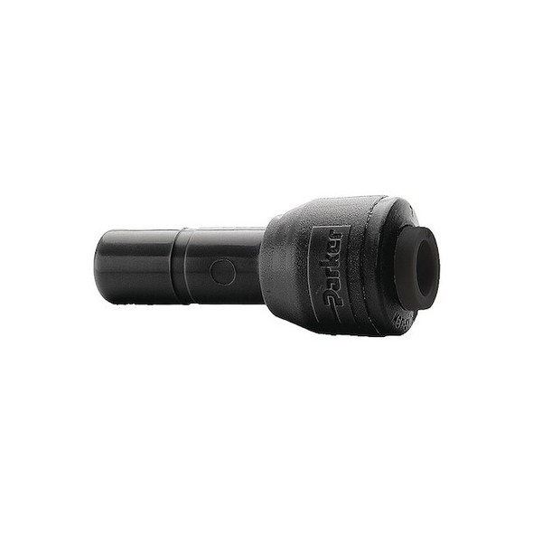 Parker Push-Fit Adapter Fitting, 1/4 in Tube Size, PVDF, Black FB4RD6-HBLK-SF