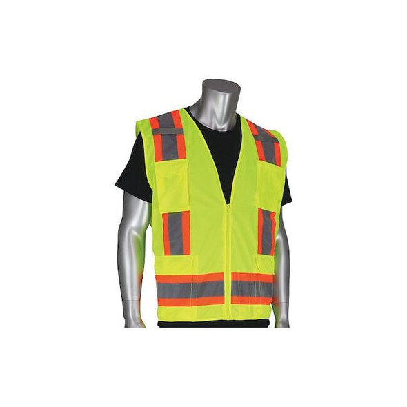 Pip Hi-Visibility Vest,8 Pockets,Lime Yl,L 302-0500-YEL/L Pack of 10