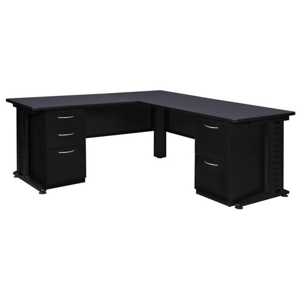 Fusion Fusion L-Desks with Storage, 72 D X 29 H, 72 W X Wood, Metal MLD723042GY