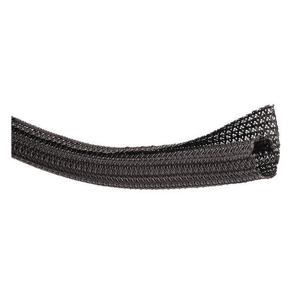 Braided Cable Sleeve, 1/4 in Inside Dia., 1/4 in Max Bundle Dia., 200 ft, Black