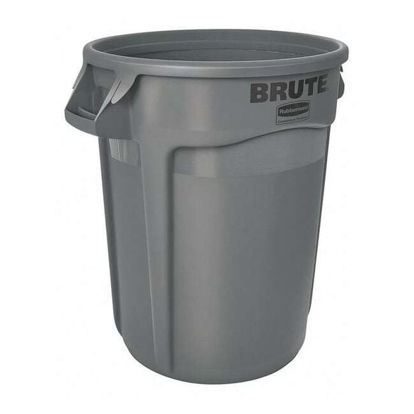 BRUTE 20 gal Round Heavy Duty Plastic Can, Gray, None, Plastic, Not Applicable