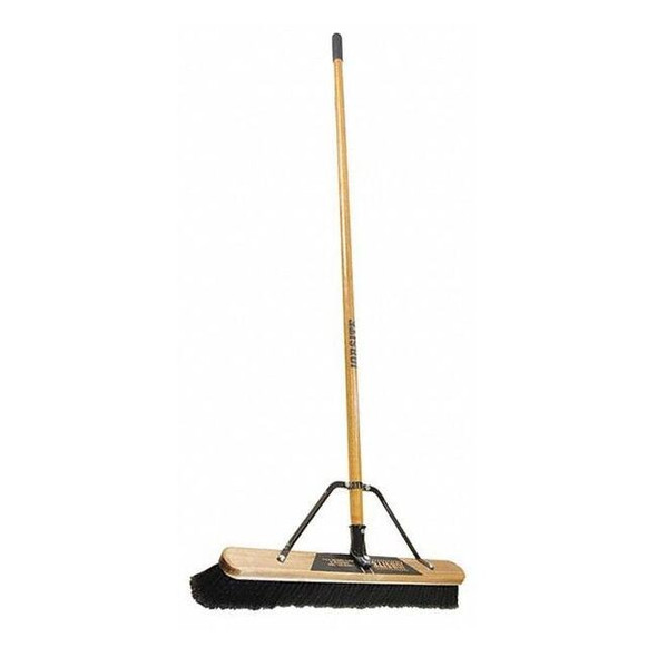Quickie 24 in Sweep Face Push Broom, Stiff, Synthetic, Black 863HDSU
