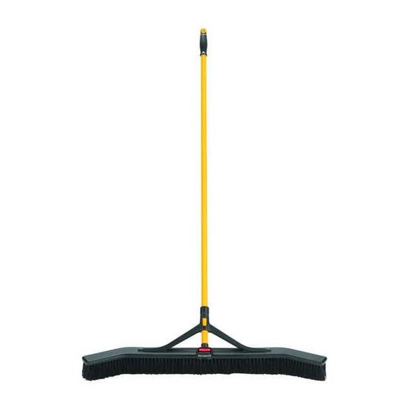 36 in Sweep Face Push Broom, Medium, Synthetic, Black