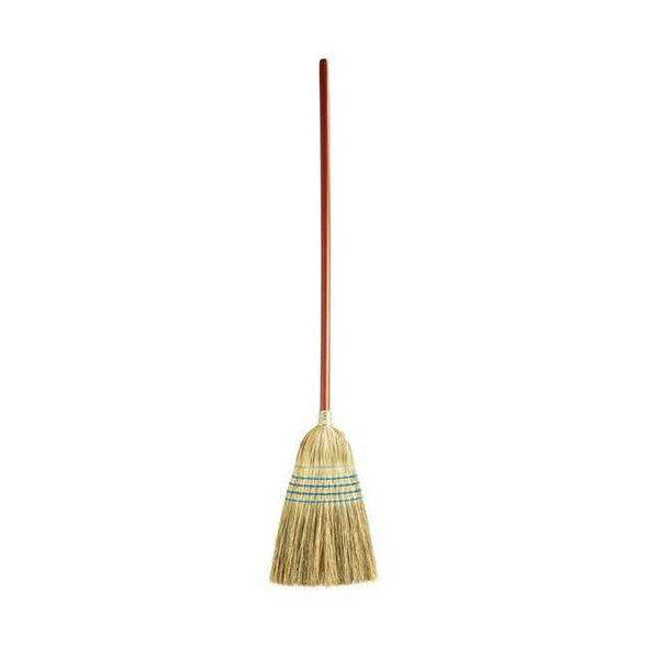 12 1/2 in Sweep Face Corn Broom, Stiff, Natural, Blue