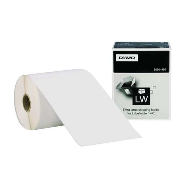 Printer Label, 6 in Label W, 4 in Label H, 220 Labels per Roll, Black/White