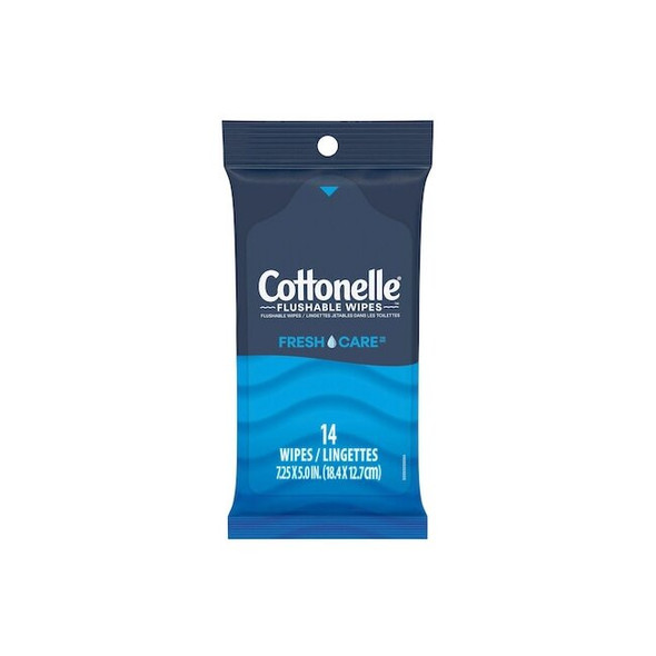 Flushable Body Wipes, FreshCare, 7.25 in x 5 in Wipe, Soft Pack, 24 PK