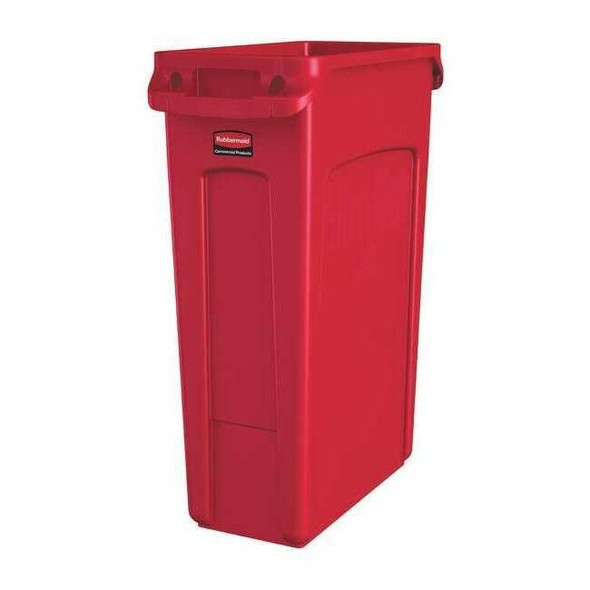 Slim Jim 23 gal Rectangular Slim-Profile Plastic Can, Red, None, Plastic, 11 in