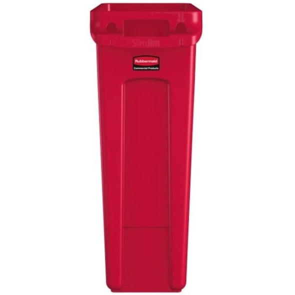 Slim Jim 23 gal Rectangular Slim-Profile Plastic Can, Red, None, Plastic, 11 in  1956189