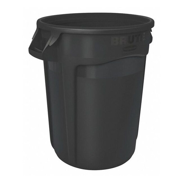 BRUTE Trash Can, Round, 55 gal Capacity, 26 1/2 in W, 33 in H, Black