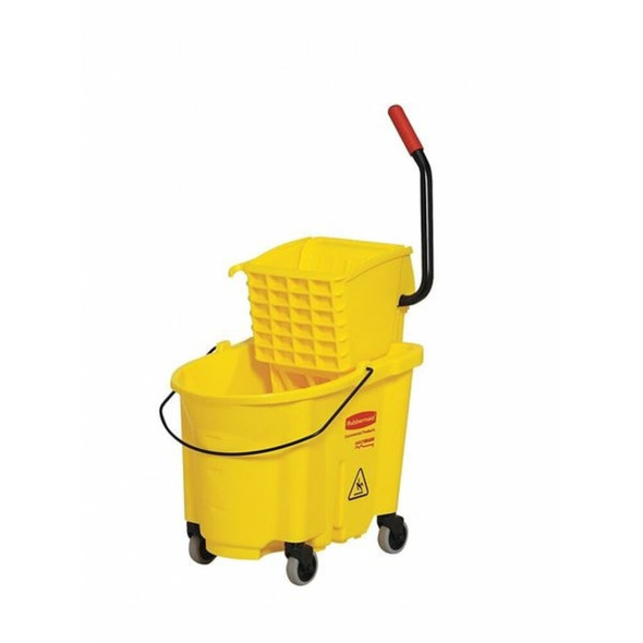 8 3-4 gal WaveBrake Down Press Mop Bucket and Wringer, Red, Polypropylene  FG757888RED