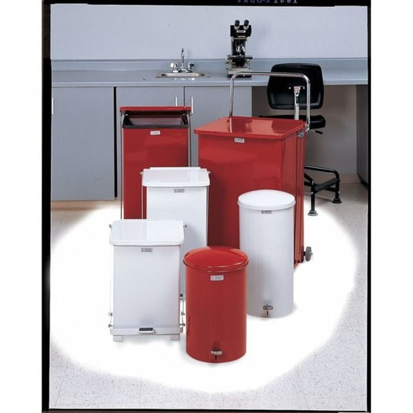 Defender 4 gal Square Step-On Can, Red, Foot Pedal, Steel, 12 in  FGST7EPLRD